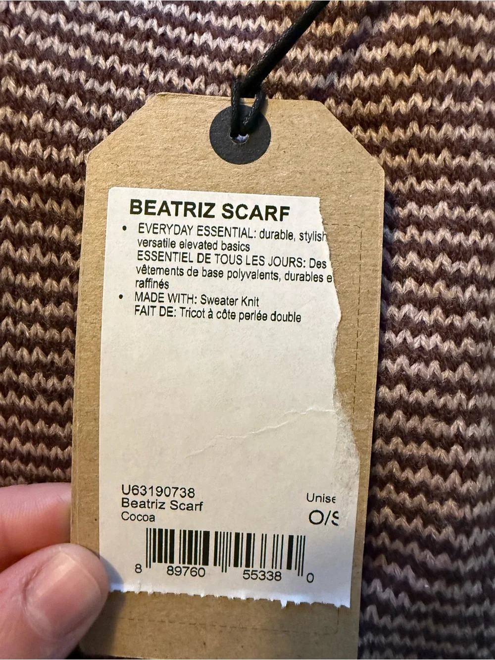 PrAna Beatriz Scarf in Mauve and Dusty Pink